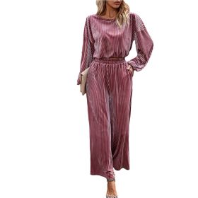 Women Velour Sweatsuits 2 Piece Tracksuit Sets with Pockets Leisure Jogger Outfits (size: L)