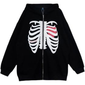 Autumn Women Tracksuit Korean Fashion Y2k Thin Zipper Long Sleeve Casual Coat Female Sweatshirt With Hood Oversized Clothes (Color: 628-black, size: S)
