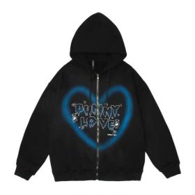 Autumn Women Tracksuit Korean Fashion Y2k Thin Zipper Long Sleeve Casual Coat Female Sweatshirt With Hood Oversized Clothes (Color: 630-black, size: S)