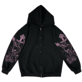 Autumn Women Tracksuit Korean Fashion Y2k Thin Zipper Long Sleeve Casual Coat Female Sweatshirt With Hood Oversized Clothes (Color: 625-black, size: XL)