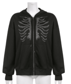 Autumn Women Tracksuit Korean Fashion Y2k Thin Zipper Long Sleeve Casual Coat Female Sweatshirt With Hood Oversized Clothes (Color: 626-black, size: XL)