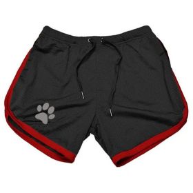 Men Gym Fitness Shorts Bodybuilding sports Jogging shorts Male 2022 Summer Cool Breathable Mesh casual men Shorts Sweatpants (Color: black red, size: XXL)