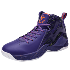 Men's Basketball Shoes Breathable Cushioning Anti-Slip Wear-Resistant Sneakers Gym Training Sports Basketball Sneakers (Color: Purple, size: 42)