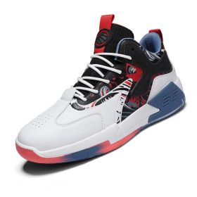 Men Basketball Shoes Breathable Anti-slip Basketball Sneakers Women Summer/Autumn Gym Outdoor Sports White Sneakers (Color: White Red, size: 37)