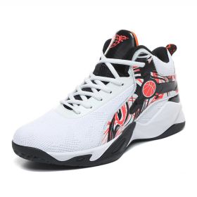 New basketball shoes men's sports shoes breathable cushioning non-slip wear-resistant gym training sports shoes high quality (Color: White, size: 45)