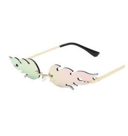 Sunglasses Rimless Wave Glasses Fire Shape Glasses Eyewear For Party (Color: pink)