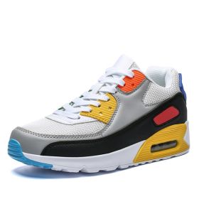 Mens Sneakers Arrival Running Shoes Lover Gym Shoes Light Breathe Comfort Outdoor Air Cushion Couple Jogging Hombre Shoes 36-47 (Color: white gray blue, size: 40)
