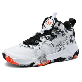 Basketball shoes men's sports shoes high quality sports shoes track and field men and women couple shoes 35-45 yards (Color: white and black, size: 35)
