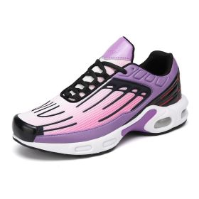 Couples Jogging Shoes Men Breathable Marathon Running Shoes Women's Sports Sneakers Air Cushion Gym Shoes Man Running Sport Race (Color: pink purple, size: 40)
