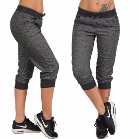 New Plus Size Women's Summer Fashion Sport Casual Loose 3/4 Pants Baggy Harem Pants Trousers Jogging Pants (Color: Black, size: M)