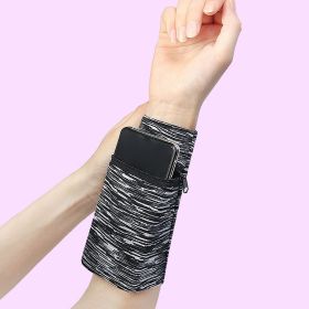 Phone Sports Armband Sleeve; Cell Mobile Phone Zipper Armband Black And White Stripes For Running; Fitness And Gym (Color: Black And White Stripes)