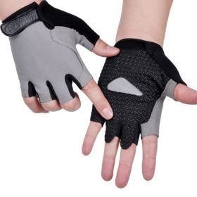 HOT Cycling Anti-slip Anti-sweat Men Women Half Finger Gloves Breathable Anti-shock Sports Gloves Bike Bicycle Glove (Color: Type A--Gray, size: L)