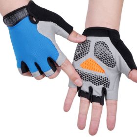 HOT Cycling Anti-slip Anti-sweat Men Women Half Finger Gloves Breathable Anti-shock Sports Gloves Bike Bicycle Glove (Color: Type B--Blue2, size: XL)