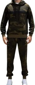 Men's Tracksuit 2 Piece Sweatsuits Full Zip Hooded Athletic Casual Outfits Jogging Sport Suits Jacket & Pants Set (Color: Dark green, size: S)