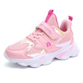 Kids Sneakers Children Shoes Running Shoes Girls Sport Shoes Tenis Infantil Light Breathable Non-slip Outdoor Gym Shoes Summer (Color: pink mesh upper, size: 4)