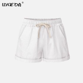 Running Gym Sports Women Shorts Wide Leg Drawstring Elastic Waist Lace up Short 2021 Summer Solid Loose Casual Female Bottoms (Color: White, size: 6XL)