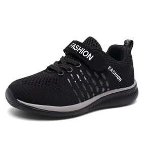 Boys Sneakers Big Children Shoes Lightweight Outdoor Kids Sport Running Shoes Hollow Sole Tenis Infantil Antislip Soft Gym Shoes (Color: black shoes, size: 12.5)