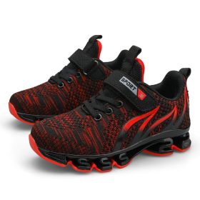 Boys Sneakers Big Children Shoes Lightweight Outdoor Kids Sport Running Shoes Hollow Sole Tenis Infantil Antislip Soft Gym Shoes (Color: red boys shoes, size: 3)