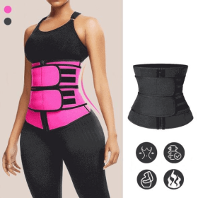 Modeling strap Neoprene Sauna Waist Trainer Corset Sweat Belt for Women Weight Loss Compression Trimmer Tummy Control Strap (Color: pink, size: XXL)