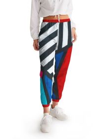 Colorful Grid Line Style Womens Athletic Track Pants (size: XL)