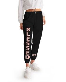 Blessed Black & Peach Womens Athletic Track Pants (size: XXL)