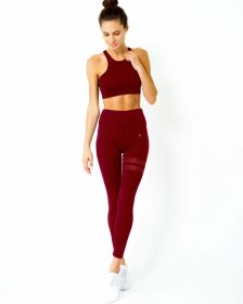 Ashton Set - Sports Bra & Leggings - Maroon (Color: Set - Maroon, size: X-Large)