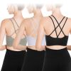 3Packs Women Cross Back Sport Bras Padded Strappy Medium Support Bras
